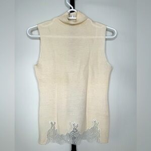 Elie Tahari High Neck Sleeveless Top with Lace